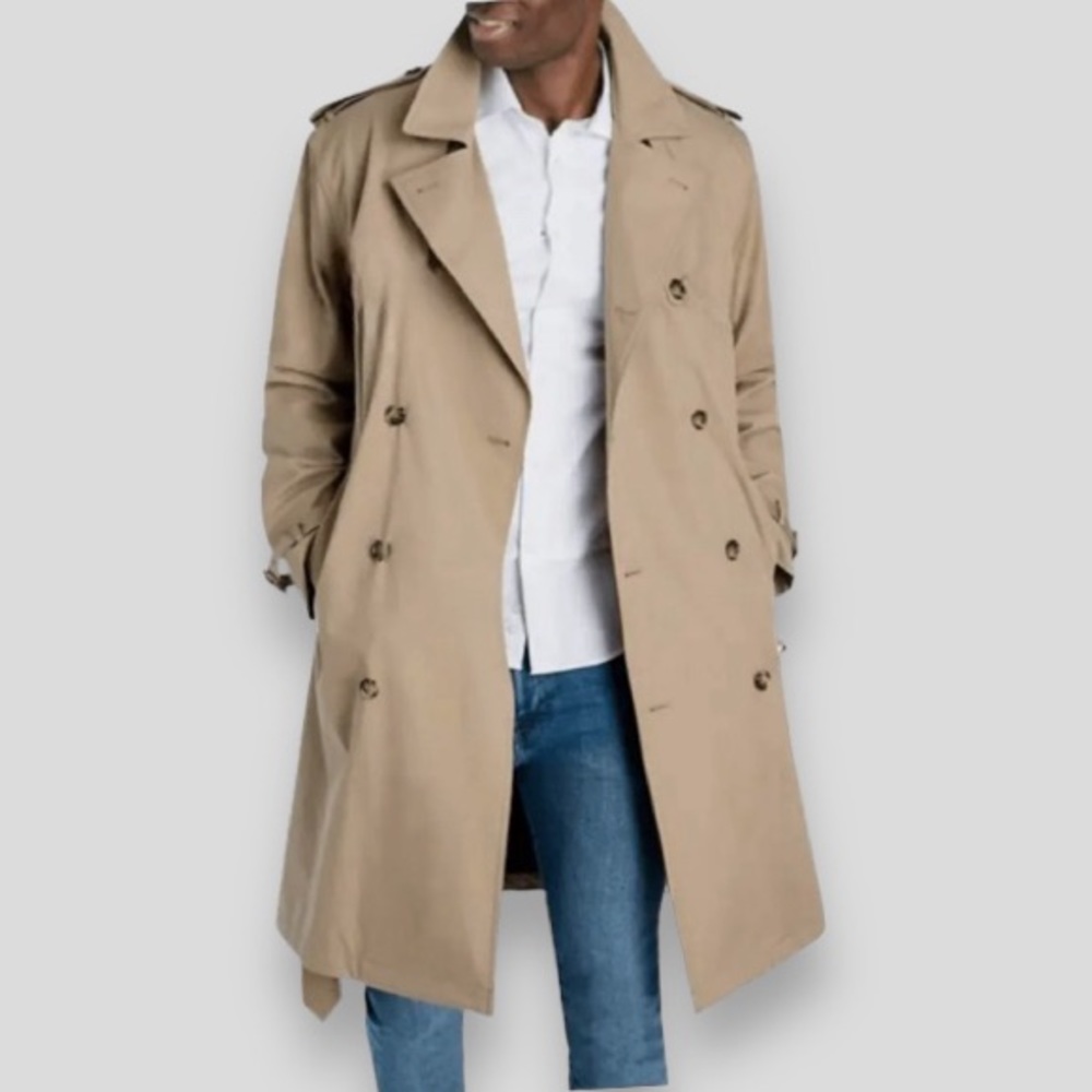 Vintage London Fog Double Breasted Belted Trench Coat in Tan | Size 44R